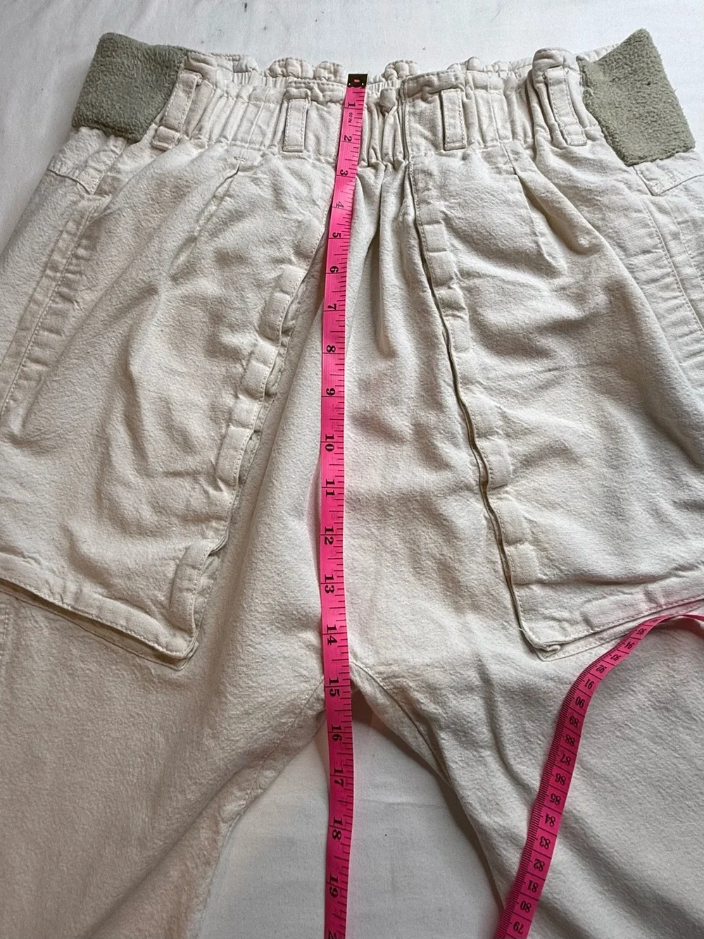 Free People Cream Paperbag Waist Wide-Leg Pants